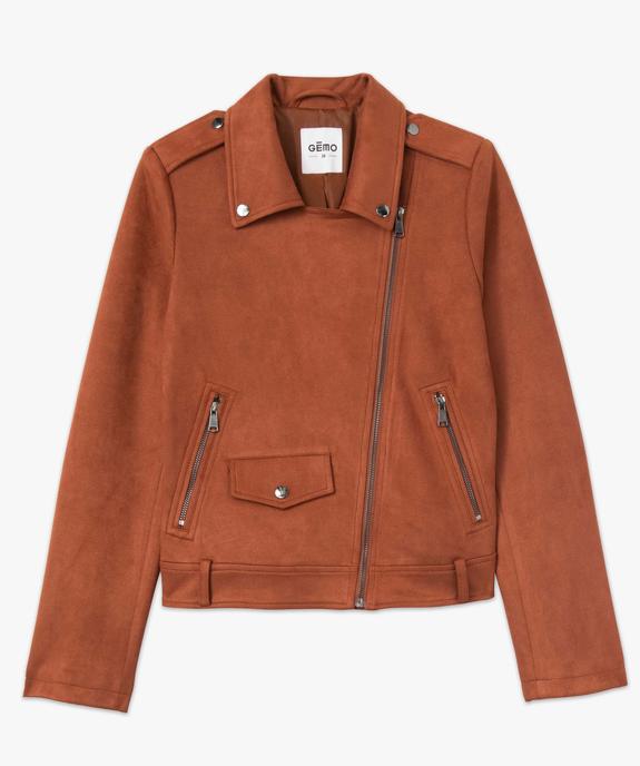 Blouson esprit motard en suédine femme vue4 - GEMO(FEMME PAP) - GEMO