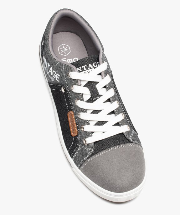 Baskets homme casual en toile imitation denim vue5 - GEMO (CASUAL) - GEMO