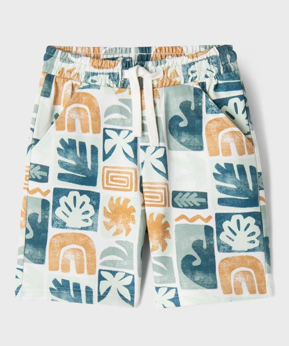 Bermuda en molleton bouclette imprimé garçon vue1 - GEMO 4G GARCON - GEMO