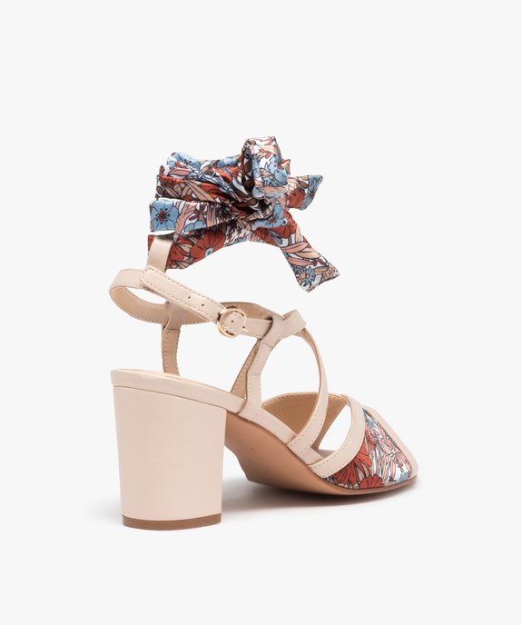 Sandales femme à talon carré et bride foulard vue5 - GEMO(URBAIN) - GEMO