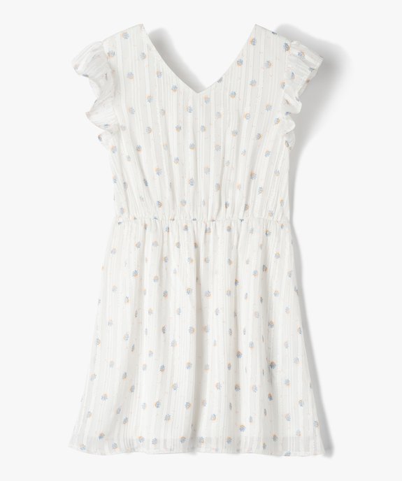 Robe fille sans manches à motifs fleuris et rayures pailletées vue1 - GEMO (ENFANT) - GEMO