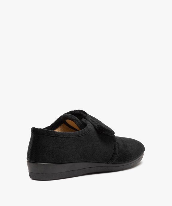 Chaussons femme confort en velours uni et bride scratch vue4 - GEMO(HOMWR FEM) - GEMO