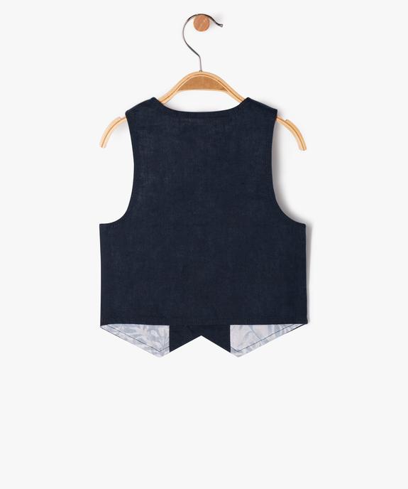 Gilet de costume en lin et coton bébé garçon vue3 - GEMO 4G BEBE - GEMO