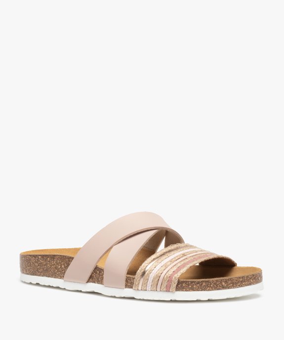Mules femme à talon plat et brides fantaisie en cordelette vue2 - GEMO (CASUAL) - GEMO