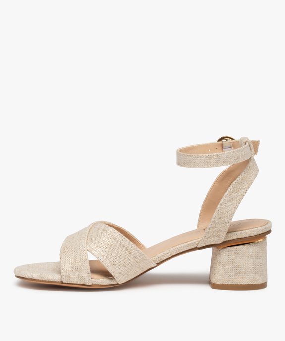 Sandales femme à talon métallisé et brides toile vue3 - GEMO(URBAIN) - GEMO