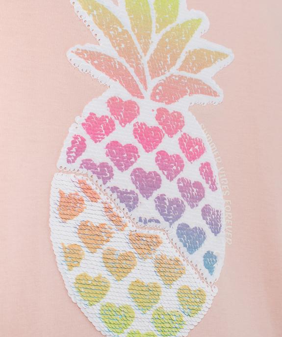 Tee-shirt manches courtes avec sequins réversibles fille vue2 - GEMO 4G FILLE - GEMO