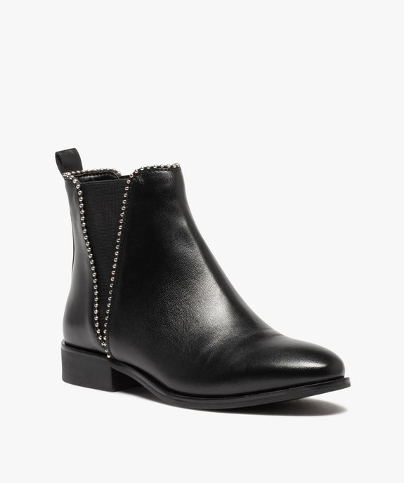 Boots femme style Chelsea dessus cuir uni - Taneo vue2 - TANEO - GEMO