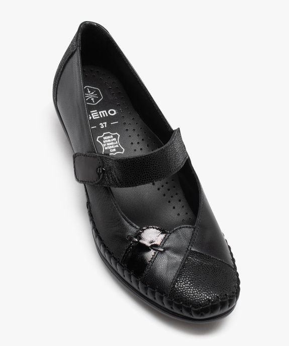 Escarpins confort femme en cuir détails brillants vue5 - GEMO 4G FEMME - GEMO