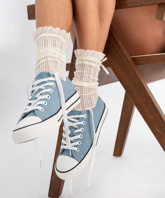 Tennis en toile à lacets avec semelle épaisse femme vue1 - FOLLOW ME G4G - GEMO
