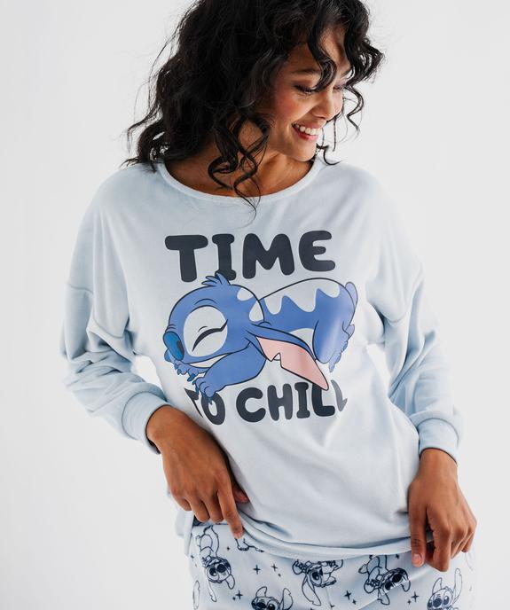 Pyjama en velours douillet imprimé femme - Stitch vue2 - LILO & STITCH - GEMO