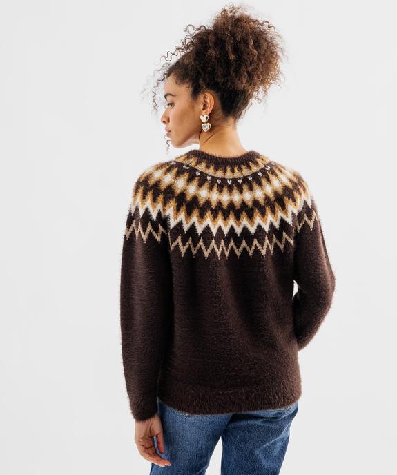 Pull col rond jacquard femme vue3 - GEMO(FEMME PAP) - GEMO