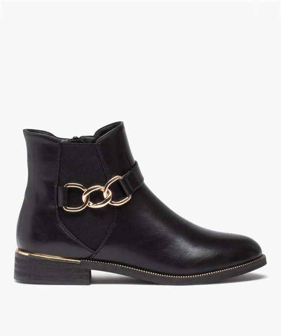 Boots femme unies à talon plat et chaine métallique vue1 - GEMO (CASUAL) - GEMO