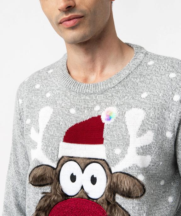 Pull de Noël clignotant à motif renne homme vue2 - GEMO (HOMME) - GEMO