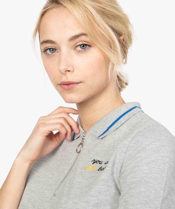 Polo femme à manches courtes avec col zippé vue2 - FOLLOW ME - GEMO