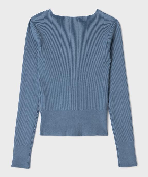 Gilet col rond en maille côtelée fille vue3 - GEMO (JUNIOR) - GEMO