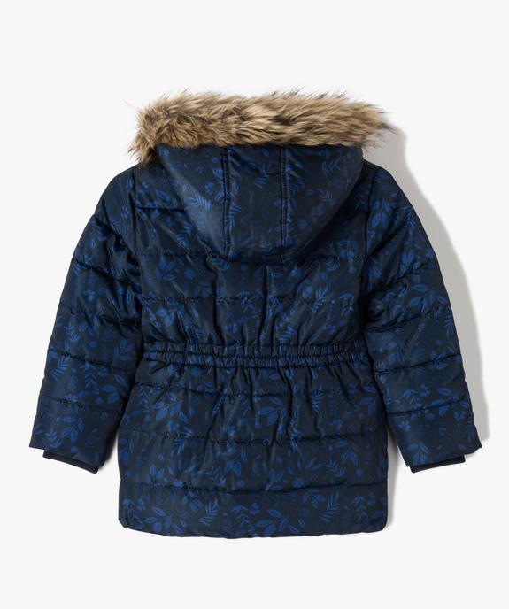Parka fille fleurie à capuche doublée fourrure imitation vue5 - GEMO 4G FILLE - GEMO