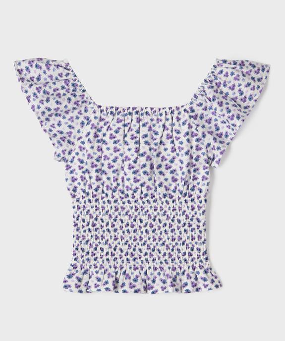 Blouse manches courtes à motifs fleuris avec col modulable fille vue1 - GEMO (JUNIOR) - GEMO