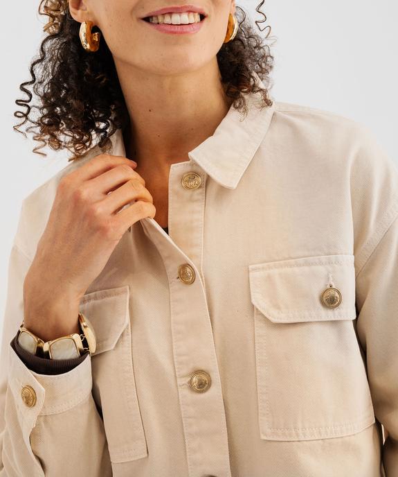 Veste en jean coloré large et courte femme vue2 - GEMO 4G FEMME - GEMO