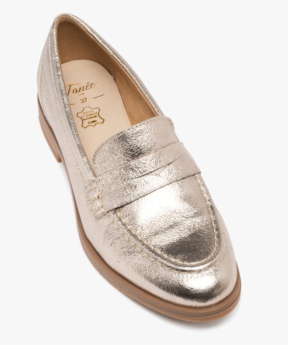 Mocassins dessus et semelle intérieure cuir à tige brillante femme vue5 - TANEO - GEMO