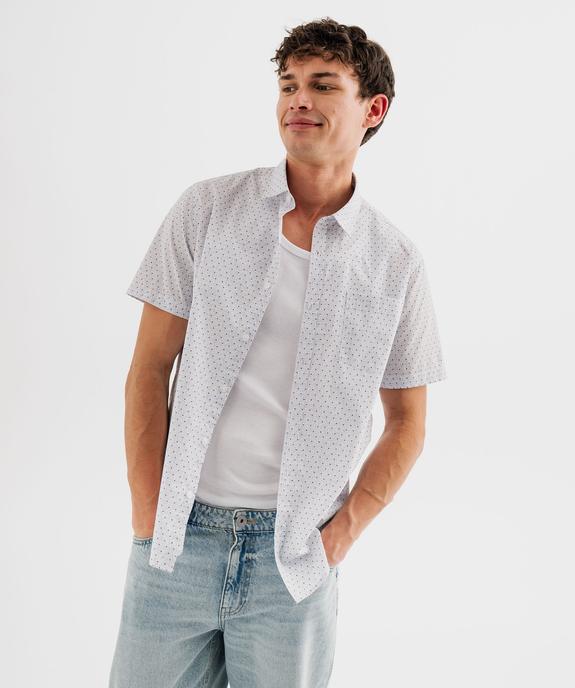 Chemise manches courtes en coton à micro-motifs homme vue1 - GEMO (HOMME) - GEMO