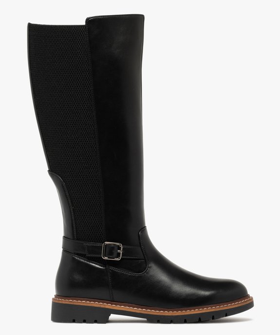Bottes femme cavalières avec parties élastiques et boucle fantaisie vue1 - GEMO (CASUAL) - GEMO