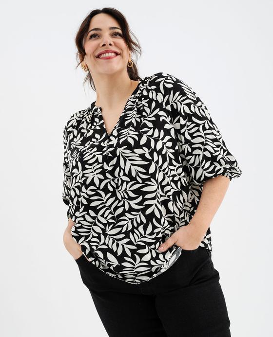 Blouse imprimée à manches 3/4 femme grande taille vue1 - GEMO 4G GT - GEMO