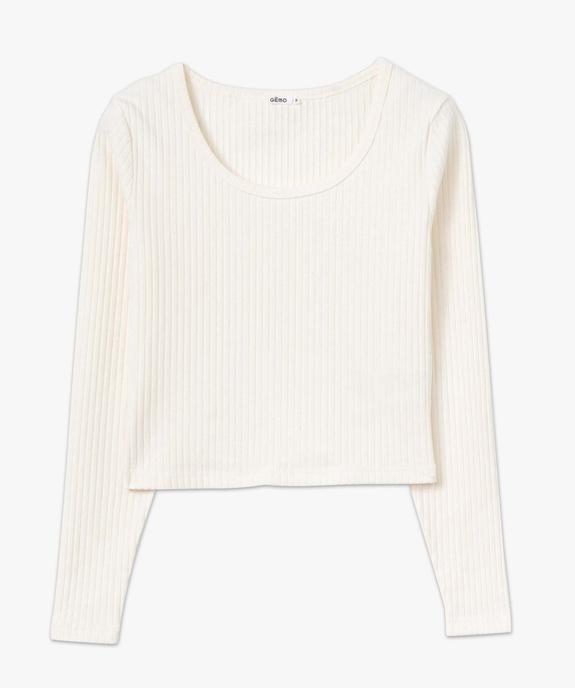 Tee-shirt femme à manches longues en maille côtelée vue4 - GEMO(FEMME PAP) - GEMO