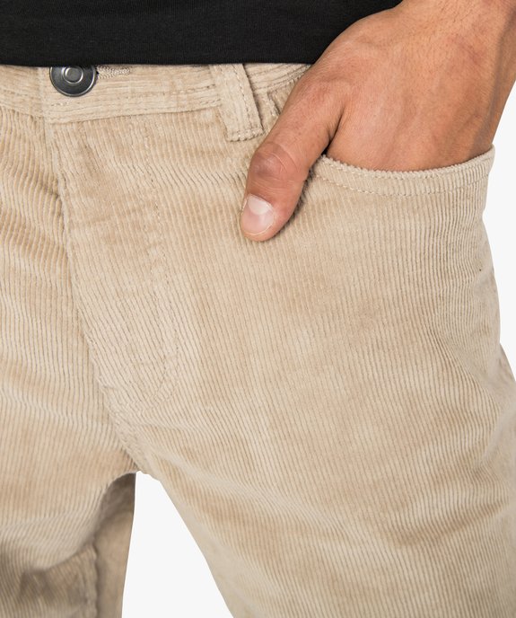 Pantalon homme droit en velours côtelé vue2 - GEMO (HOMME) - GEMO