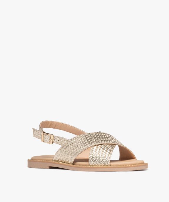 Sandales plates avec larges brides aspect tressé femme vue3 - FOLLOW ME - GEMO