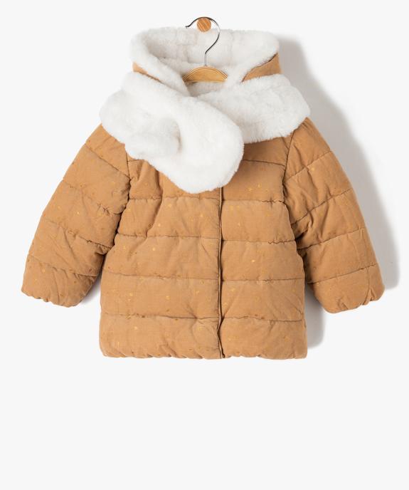 Parka bébé fille en velours côtelé à pois dorés avec écharpe douce vue1 - GEMO 4G BEBE - GEMO