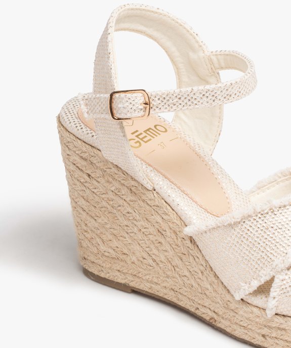 Sandales femme compensées dessus en toile brillante vue7 - GEMO 4G FEMME - GEMO