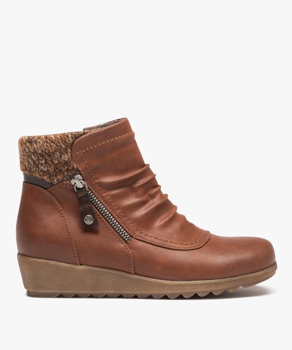 Boots femme confort unies à zip et col chaussette  vue1 - GEMO (CONFORT) - GEMO