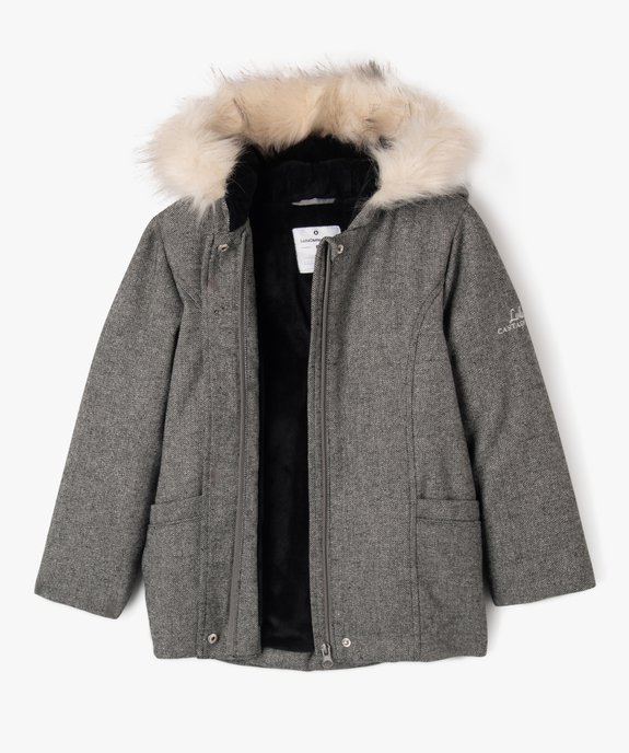 Manteau à capuche pailleté et doublure pouce et chaude fille - LuluCastagnette vue3 - LULU G4G - GEMO
