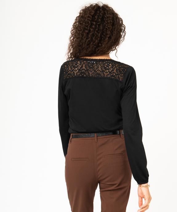 Tee-shirt à manches longues avec détails dentelle femme vue3 - GEMO 4G FEMME - GEMO