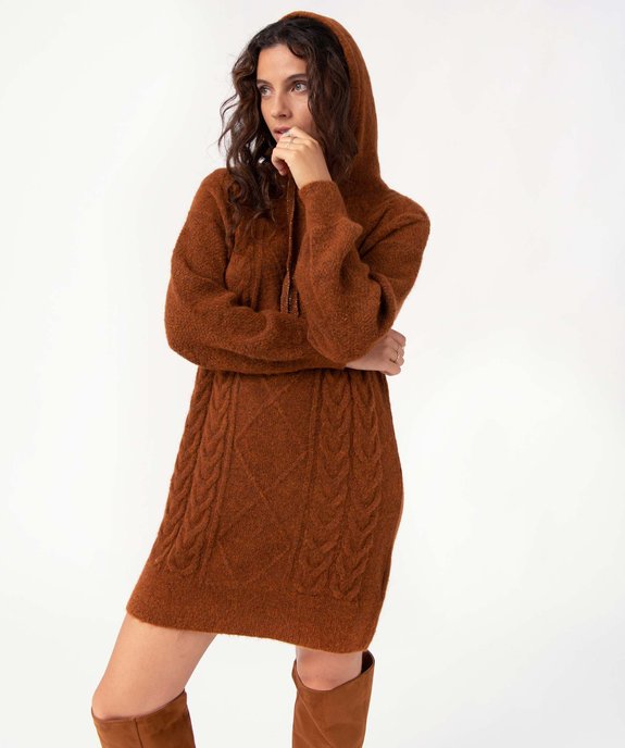 Robe pull femme en maille à capuche vue1 - GEMO(FEMME PAP) - GEMO