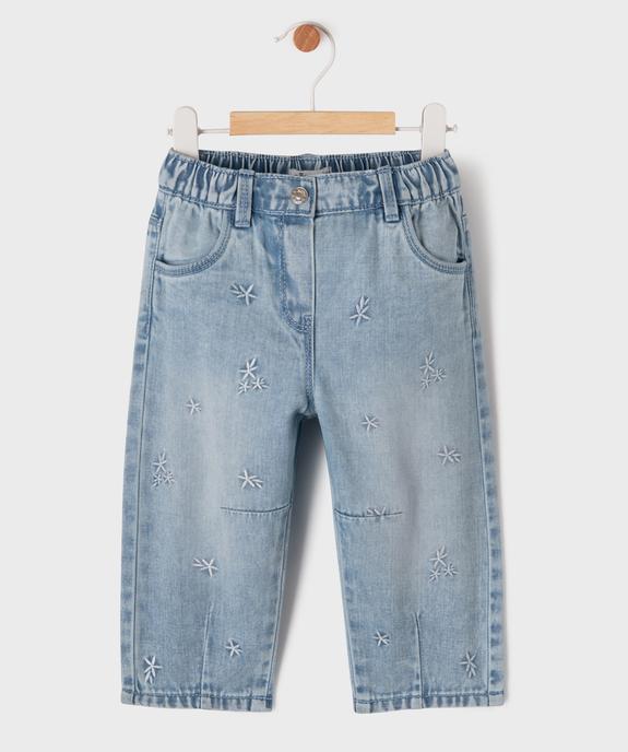 Jean barrel avec étoiles brodées bébé fille vue1 - GEMO(BEBE DEBT) - GEMO