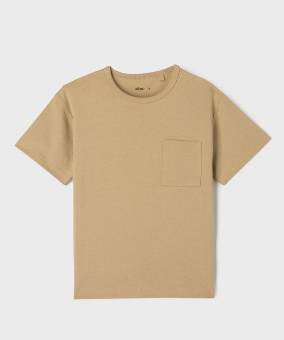 Tee-shirt manches courtes avec poche poitrine garçon vue1 - GEMO (ENFANT) - GEMO