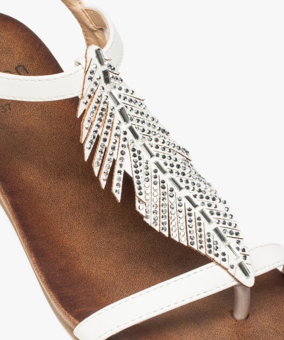 Sandales femme avec feuille en strass et petit talon compensé vue6 - GEMO (CASUAL) - GEMO