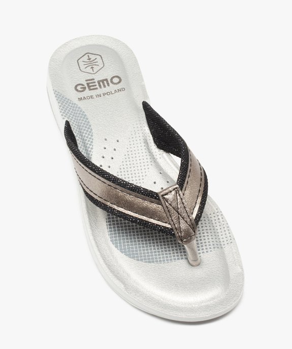 Tongs femme à semelle rembourrée et détails métallisés vue5 - GEMO (PLAGE) - GEMO