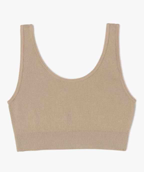 Brassière en maille côtelée à paillettes fille vue1 - GEMO 4G FILLE - GEMO