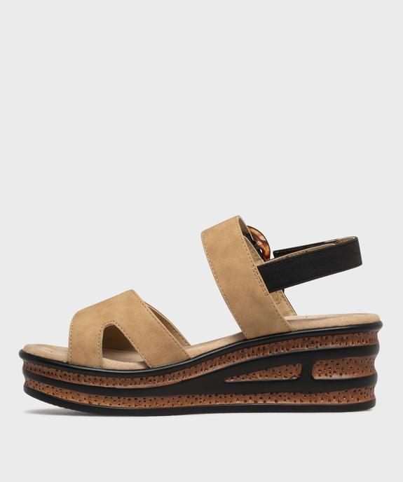 Sandales compensées à brides scratch femme - Valentina Baldano vue4 - EMILIA ROSA - GEMO