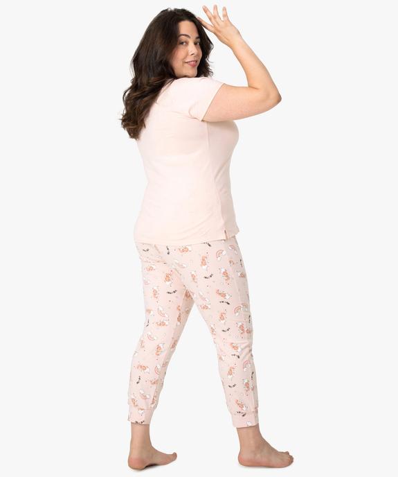 Pyjama femme grande taille avec message humoristique vue3 - GEMO(HOMWR FEM) - GEMO