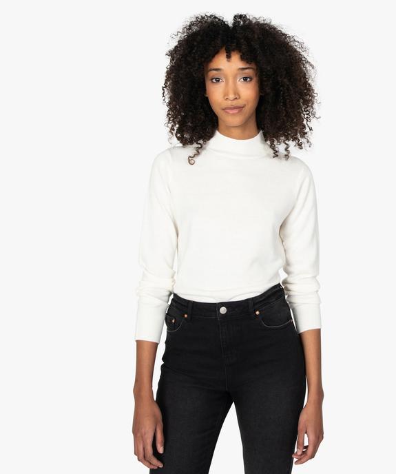 Pull femme col montant coloris uni vue1 - GEMO (MAILLE) - GEMO