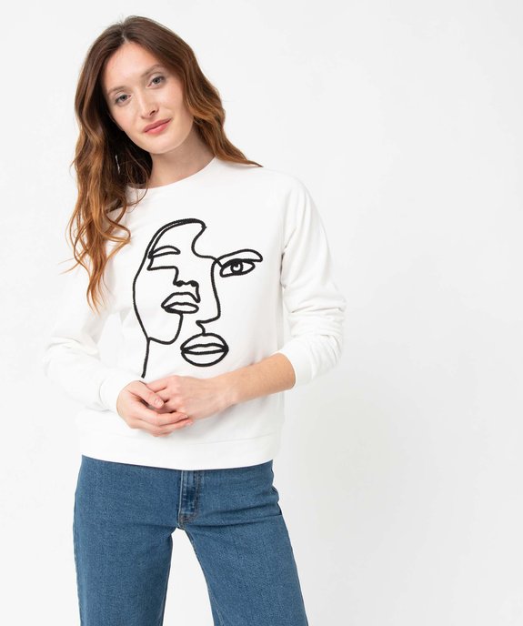 Sweat femme à motif brodé vue2 - GEMO(FEMME PAP) - GEMO