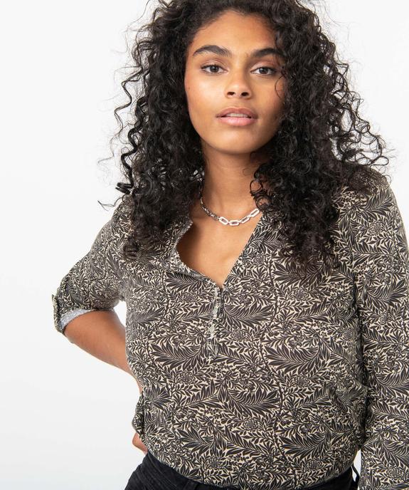 Tee-shirt femme avec manches ¾ avec smocks sur les épaules vue2 - GEMO 4G FEMME - GEMO