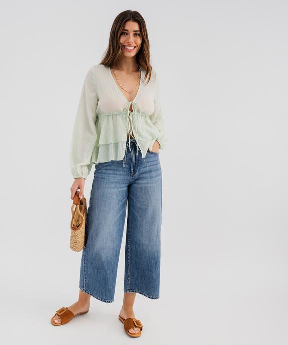 Jean Cropped Wide leg taille haute femme vue5 - GEMO 4G FEMME - GEMO