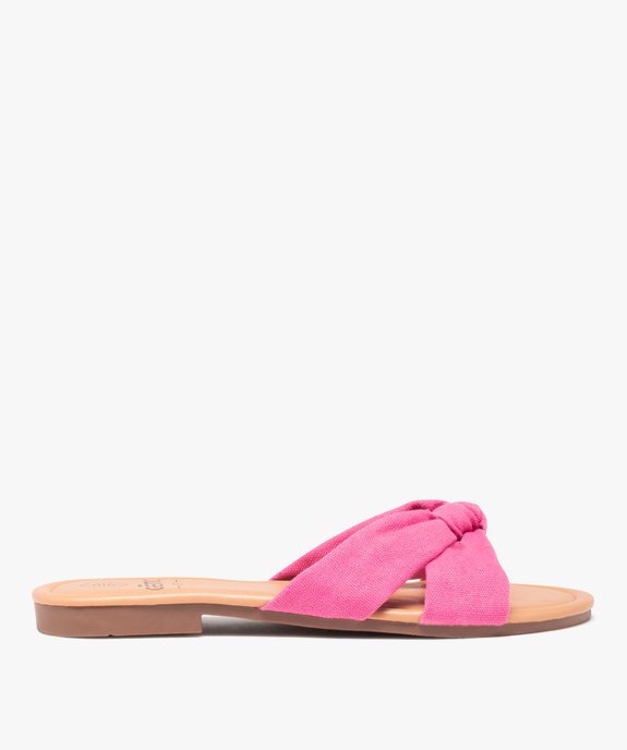 Mules femme à talon plat et dessus en toile drapée vue1 - GEMO (CASUAL) - GEMO