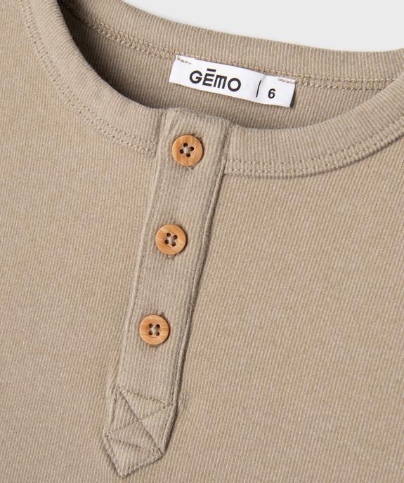 Tee-shirt manches longues chaud col tunisien garçon vue3 - GEMO (ENFANT) - GEMO