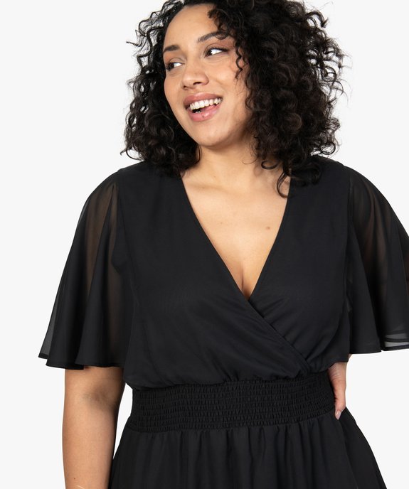 Robe femme grande taille en voile à taille smockée  vue2 - GEMO (G TAILLE) - GEMO