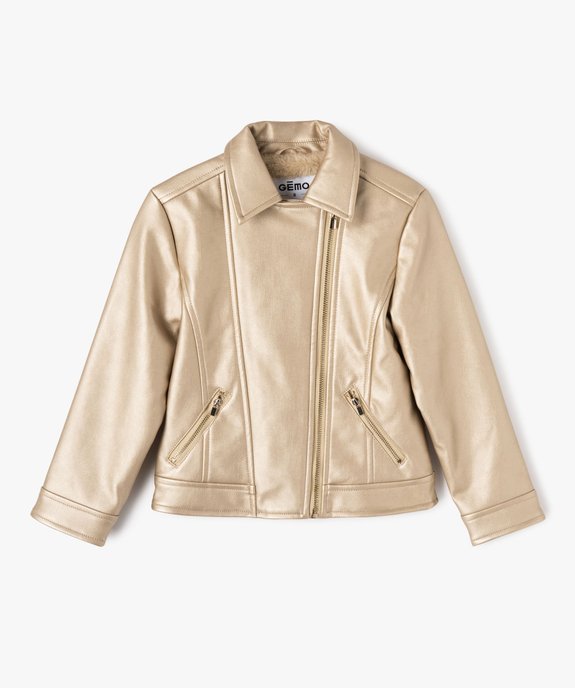 Blouson biker en cuir imitation fille vue2 - GEMO (ENFANT) - GEMO